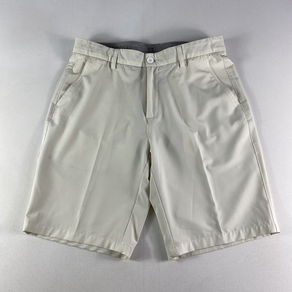 Hreski Shorts Men's 32 Beige Performance Stretch Golf 10" Inseam
